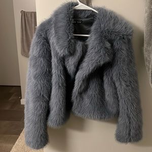 SHEIN Lapel Neck Fuzzy Coat